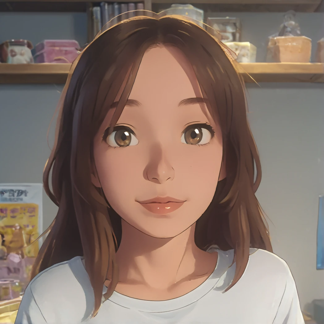 1girl, looking at the camera, highly detailed Medium Brown hair, 
highly detailed eyes, wearing a tshirt, highly detailed, best quality, (UHD, 8K, ultra detailed, 
highly detailed, best quality, large soft breasts, soft smile, best aesthetic, high detail, amazing detail, masterful, work of a master), your name, anime style, anime, illustration,
