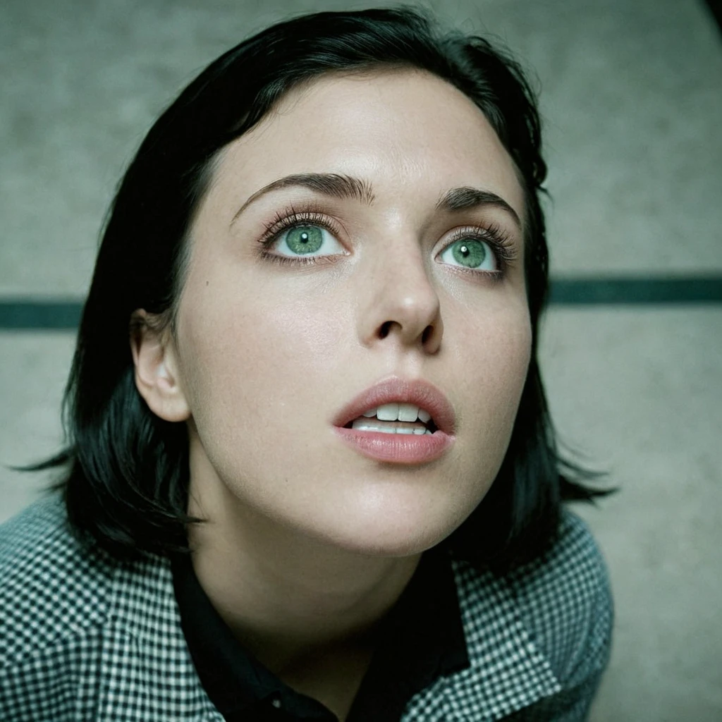 analog film photo of  <lora:detailed_notrigger:0.3>
<lora:facial expression style v2:0.1>
<lora:perfection style:0.2> perfection style
<lora:TeethXL:0.1>
<lora:detailed:0.1> detailed style
 <lora:Polaroid:0.9> Polaroid picture
 <lora:skin texture style:0.2>skin texture style
A cinematic Polaroid photography of a woman with a black shirt and a black and white checkered shirt, film still, sharp, detailed, perfect, perfection style, Kodak, film, fujifilm, technicolor, vivid color, spotlight, amateur photography style, bright light, flash photography style, white light, over exposed style, Polaroid style, 1girl, solo, blue eyes, black hair, green eyes, parted lips, lips, portrait, looking up, realistic, short hair, traditional media, science fiction, teeth, blurry
, faded film, desaturated, 35mm photo, grainy, vignette, vintage, Kodachrome, Lomography, stained, highly detailed, found footage