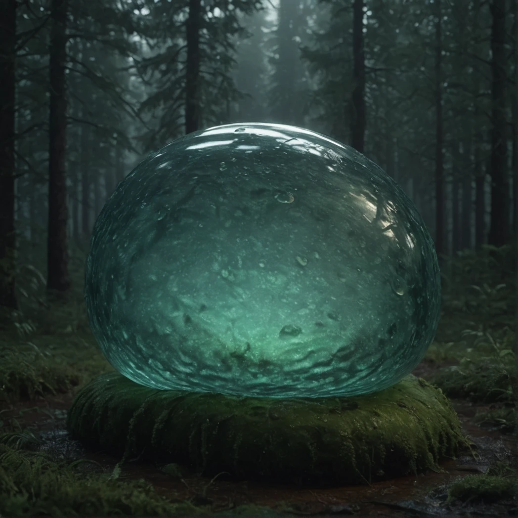 slime (creature), Translucent, moody forest, (UHD, 8K, ultra detailed,
highly detailed, best quality, best aesthetic, high detail, amazing detail, masterful, work of a master),