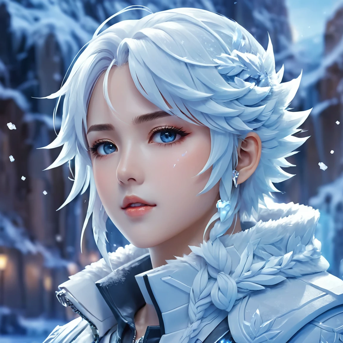 ice_art, <lora:ice_art:1>, portrait of an anime person, aesthetic, wlop, trending on artstation, deviantart, anime key visual, 8k uhd