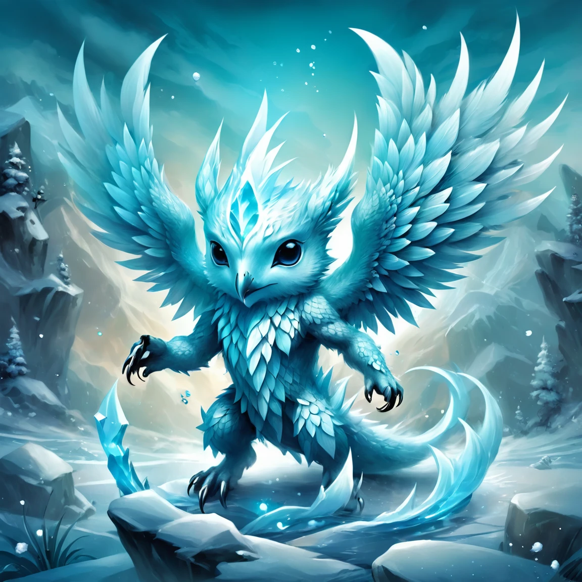 ice_art, <lora:ice_art:1>, cute cute cute creature, an illustration by esao andrews, cyril rolando and goro fujita, deviantart, fantasy art, storybook illustration, oil on canvas