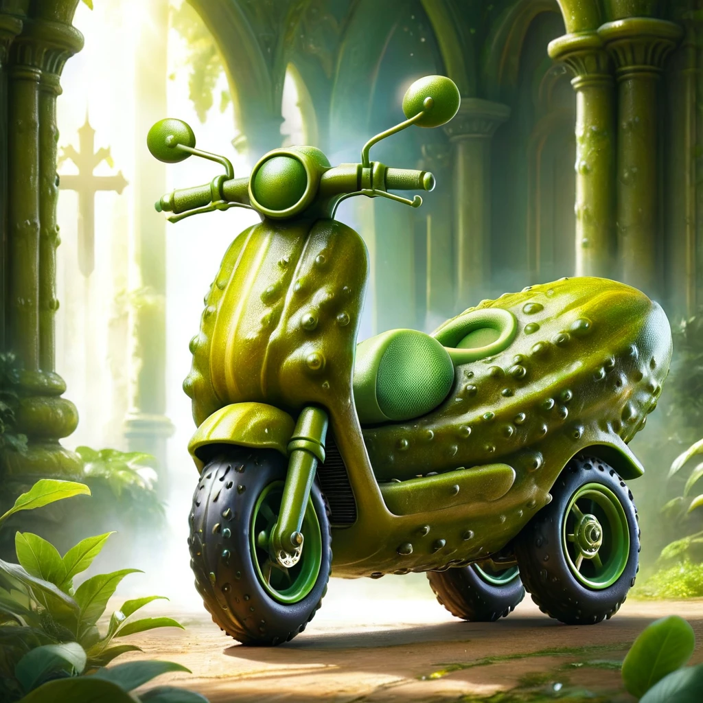 Digital art, Majestic 2 wheeled vehicle, natural lighting, magical, cute, luxurious, sublime, holy, epic atmosphere, radiant, deep aesthetic
 <lora:dvr-pckl-000008:1> dvr-pckl