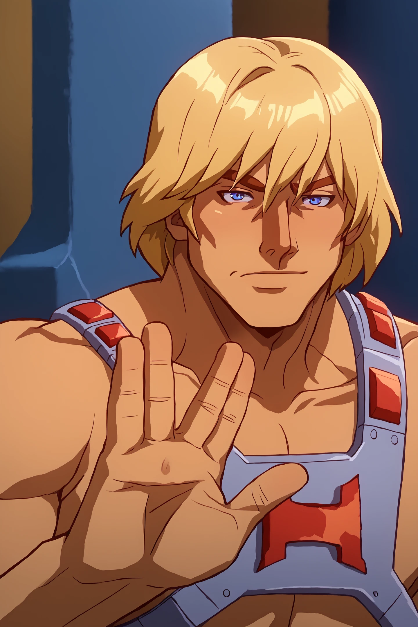 score_9, score_8_up, score_7_up, source_anime, source_explicit
he-man,solo,1boy,male focus, muscular, blonde hair, close up,in a castle,
vulcansalute hand gesture<lora:VulcansalutePonyV1-000035>
<lora:He-Man_-_Masters_of_the_Universe_Revelation:1>