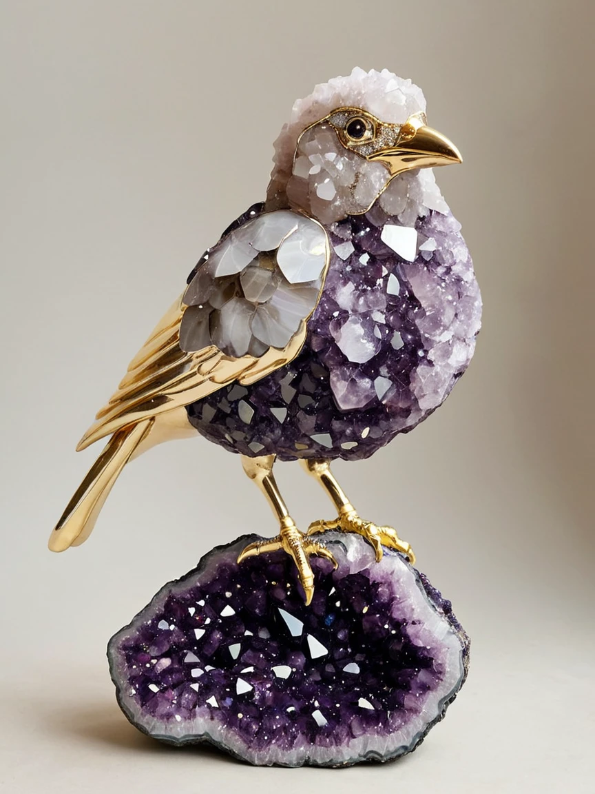 <lora:geodeXL:0.8> bird made of geode, still life,