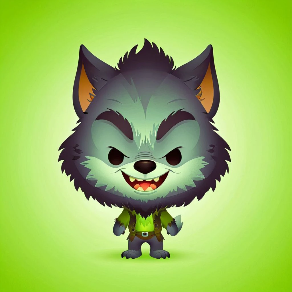 cartoon portrait of Werewolf, in (jmawx:1.2) style,  cute chibi, full character, smile, detailed facial features, Lime color gradient background   <lora:Jerrod_Maruyama_XL_V11.1:0.85>