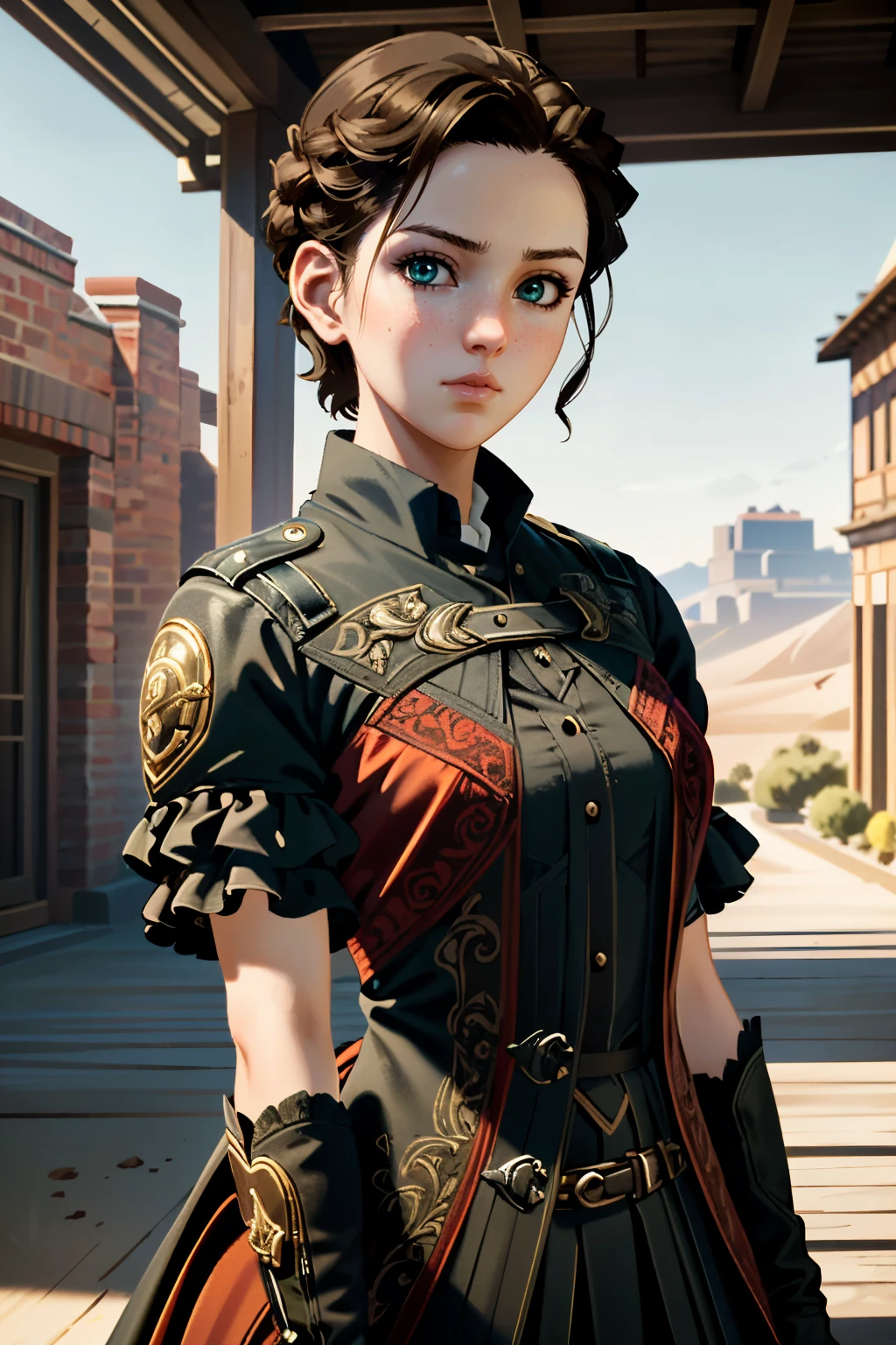 ((ultra detailed, masterpiece, absurdres))
<lora:ACEvie:0.8>
ACEvie, 1girl, short hair, brown hair, green eyes, looking at viewer, desert, noon, intense and shimmering sunlight