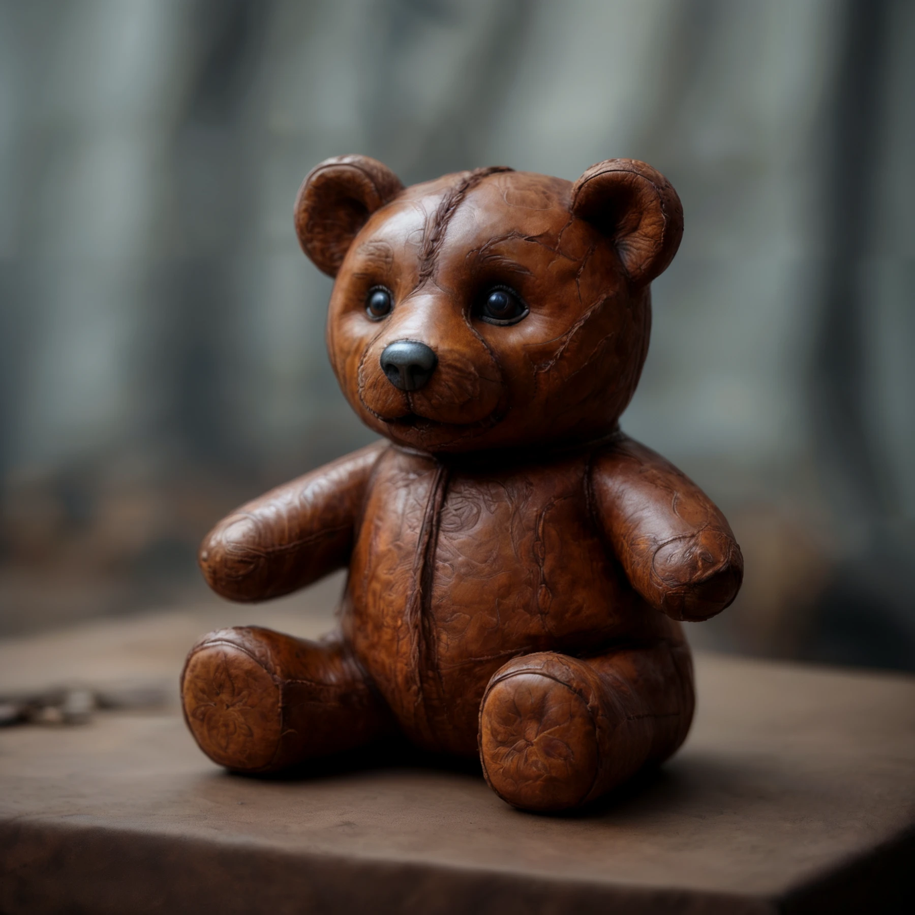 photo, highly detailed, 

A leather teddybear. 

<lora:MadeOfLeather01_CE_SDXL:0.8> LthrCE