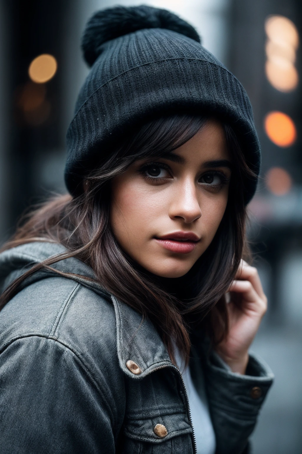 CamilaC_SoloTI_v1,
(In a simple, rugged jacket paired with a beanie and round sunglasses, exuding an air of quiet intensity and professionalism), (Amidst the gritty, urban streets and dimly lit apartments of New York City, where the bond between a solitary hitman and a young girl unfolds amidst violence and redemption:1.3), (gritty:1.3),(analog, cinematic, muted tones, close-up shots, atmospheric shot:1.3),
<lora:add_detail:0.6> epiCPhoto, PA7_Portrait-MCU,