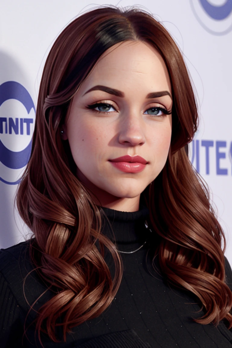alexisknapp-3945, ((detailed skin, detailed face):1.2), ((detailed eyes, beautiful eyes):1.2),((red lipstick, blush, eye shadow, eyeliner, pale skin)), , photo of a woman, ,beautiful picture, fully clothed, turtleneck sweater, skirt, thighhighs, outside, carnival, festival, sunset, detailed, epic, closeup ,