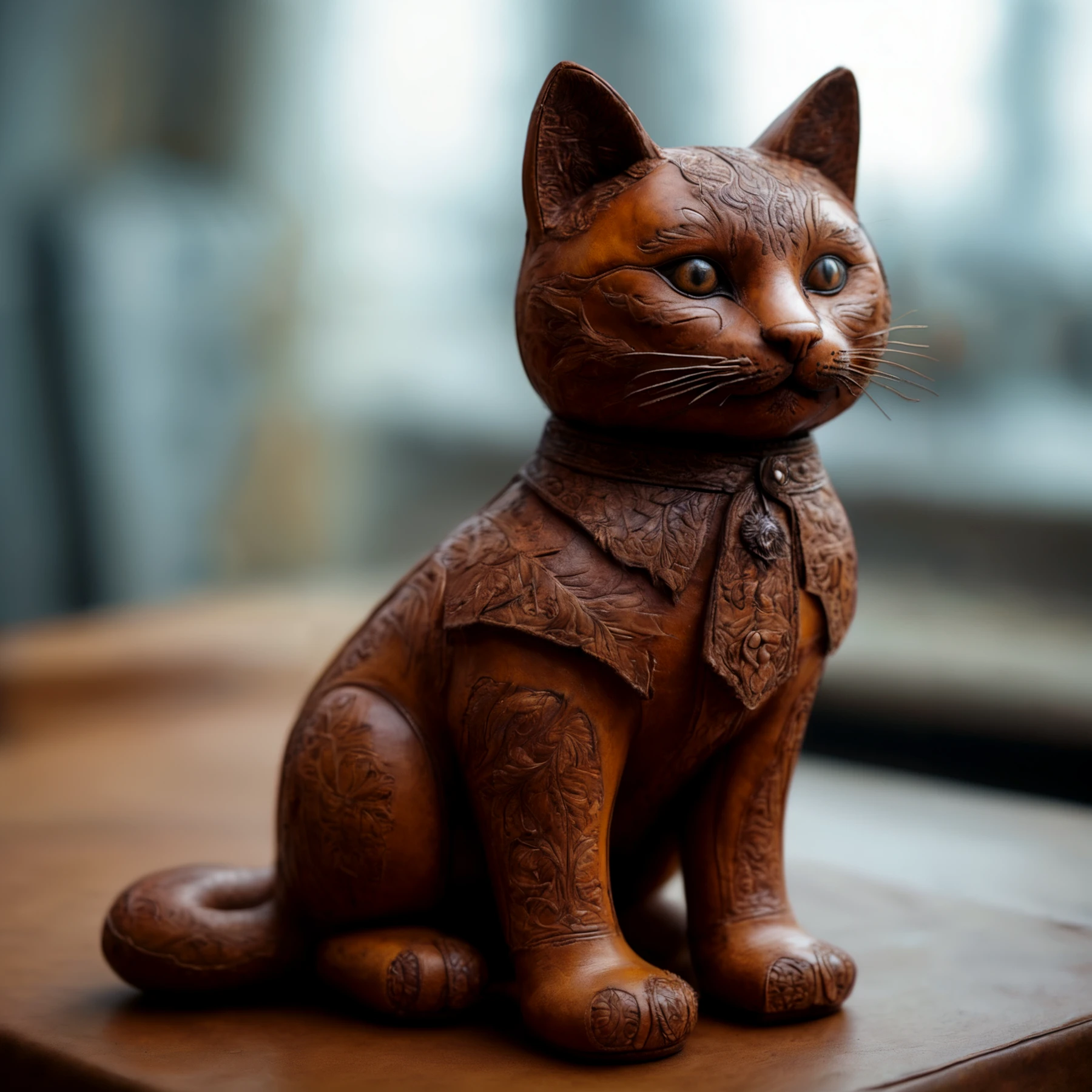 photo, highly detailed, 

A leather cat. Standing.

<lora:MadeOfLeather01_CE_SDXL:0.8> LthrCE