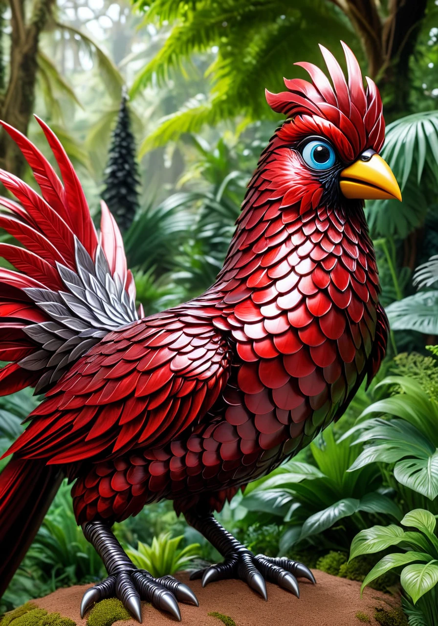 a giant red bird, scaleboundsdxl, <lora:scaleboundsdxl:0.6>, best quality, masterpiece, intricate, fantasy