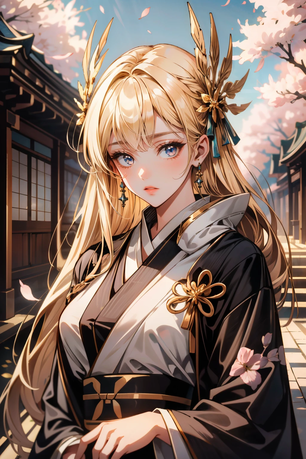 ((ultra detailed, masterpiece, absurdres))
<lora:LABeatrice:0.8>
LABeatrice, 1girl, blonde hair, hair ornament, long hair, looking at viewer, yukata, japan, cherry blossoms, hair ornament