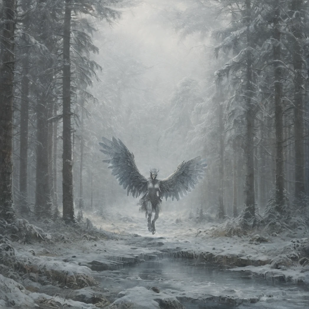 1girl, solo, (Ice Harpy), winged arms, Ice feathers, full body, day, natural Light, (creature, monster), (UHD, 8K, ultra detailed, looking at the camera, moody forest, highly detailed, best quality, high detail, amazing detail, masterful, work of a master, highly detailed background, shallow depth of field, photorealistic, RAW image, 8k high resolution, ray tracing, realistic, volumetric lighting), ((realistic)),
