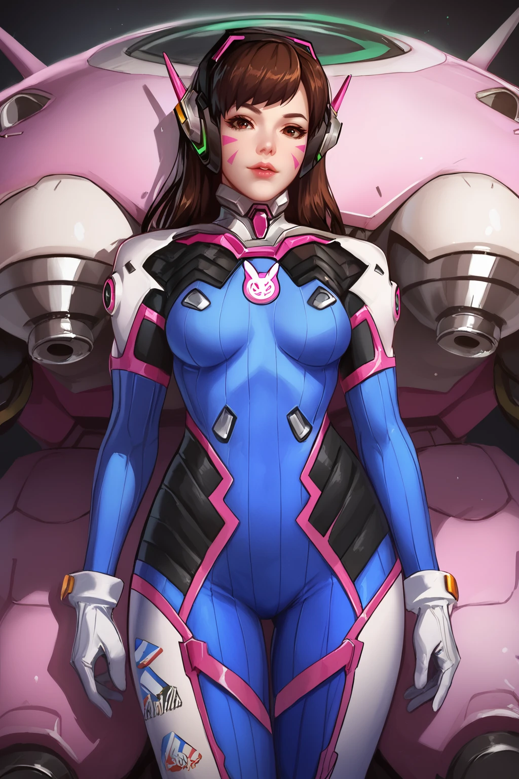 Masterpiece, Best Quality, High Resolution, 1Girl, Ultra High Resolution, D.VA, Headphones, Pink eyes, Brown Hair, White Gloves, Face Decoration, looking at viewer, Full Body Shot, Cute, Realistic, Cute Pose, Perfect Body, wet street, crowded street, slutty bodysuit, transparent bodysuit, nipples, pussy, , open legs, sexy pose, cameltoe, nsfw, slut, sex with viewer, riding viewers dick, porn, sex