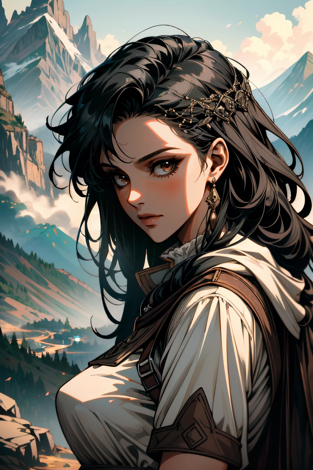 ((ultra detailed, masterpiece, absurdres))
<lora:ACAya:0.7>
ACAya, 1girl, black hair, brown eyes, dark skin, looking at viewer, mountain trail, midday, clear and crisp light illuminating the landscape