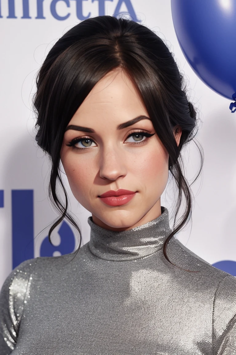 alexisknapp-3945, ((detailed skin, detailed face):1.2), ((detailed eyes, beautiful eyes):1.2),((red lipstick, blush, eye shadow, eyeliner, pale skin)), , photo of a woman, ,fashion portrait photo of a woman from the 60s wearing a red turtleneck standing in the middle of a ton of balloons, taken on a hasselblad medium format camera,