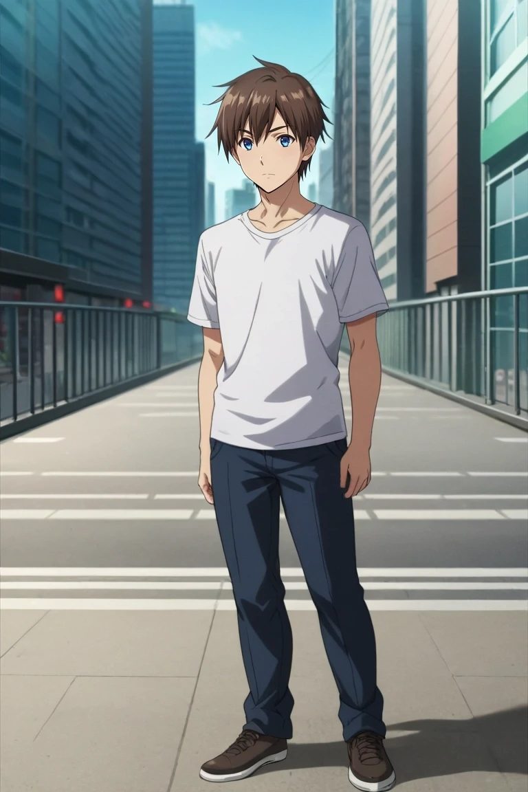 score_9, score_8_up, score_7_up, source_anime, rating_safe, , (realistic:0.6), looking at viewer, , 1boy, solo, male focus, <lora:kyouya_hashiba_pony:0.96>, kyouya_hashiba, brown hair, blue eyes, short hair, bangs, hair between eyes, straight-on, full body, city, city lights, dark, arms behind back, :o, , <lora:sdxl_lightning_8step_lora:1>