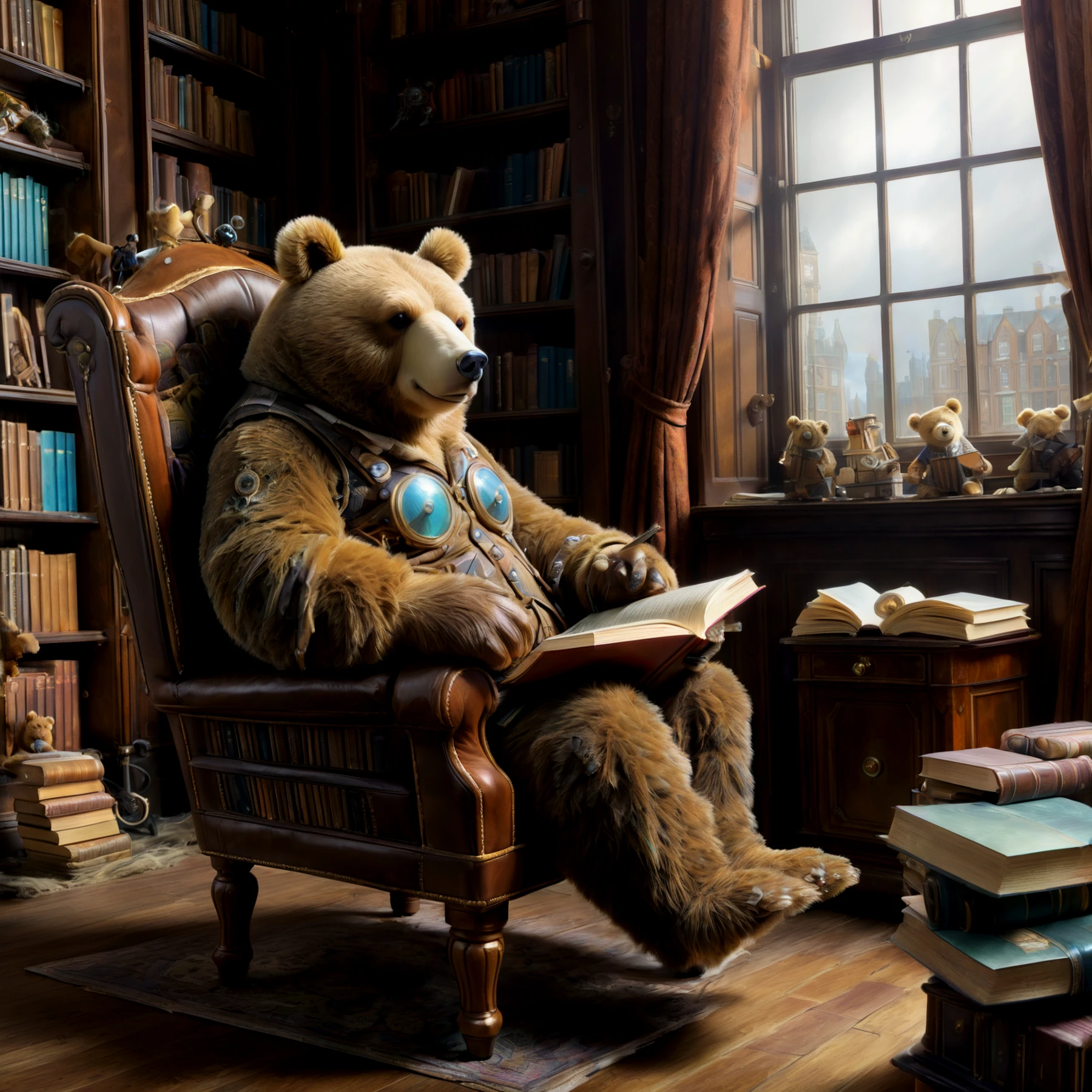 A bear sitting in a chair, reading a book.

<lora:WhimsyLondon_CE_SDXL:0.6> WhimLonCE