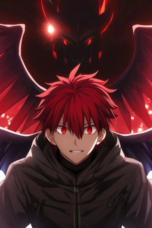 (masterpiece), best quality, expressive eyes, perfect face, HDR, UHD, 8K, Cinematic Lighting, lens flare, 1boy, wings, demon, red_eyes, red hair, charcoal black skin, tail, glowing, glowing_eyes, monster, teeth, demon_wings, looking_at_viewer, multiple_wings, spread_wings, extra_eyes
BREAK
Takashi Takeuchi artstyle, sharp focus,