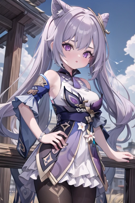 （masterpiece）、(highest quality)、((Super detailed))、(super delicate)、naughty chinese princess、Pastel colors hair、beautiful breasts、gorgeous castle、Fantastic starry sky、aurora
