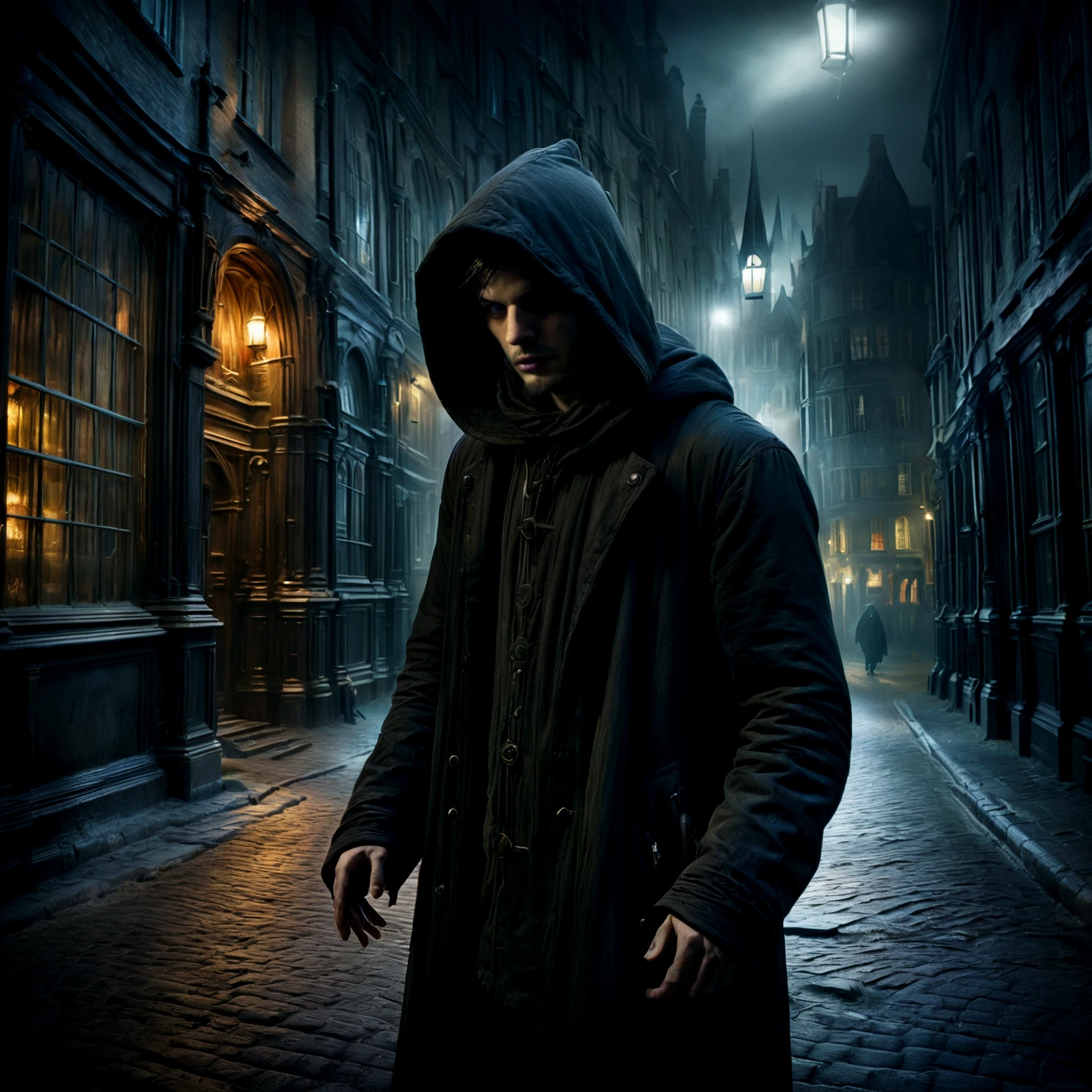 A hooded man in the dark of night. In the city.

Atmospheric. Rustic.

<lora:WhimsyLondon2_CE_SDXL:0.85> WhimLonCE