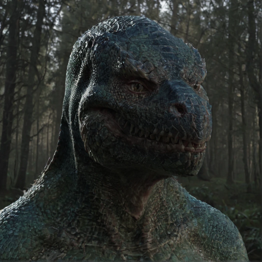 (Lizardman), reptile, lizard, a head cut off, day, natural Light, (creature, monster), (UHD, 8K, ultra detailed, looking at the camera, moody forest, highly detailed, best quality, high detail, amazing detail, masterful, work of a master, highly detailed background, shallow depth of field, photorealistic, RAW image, 8k high resolution, ray tracing, realistic, volumetric lighting), ((realistic)), realistic skin, sss,
