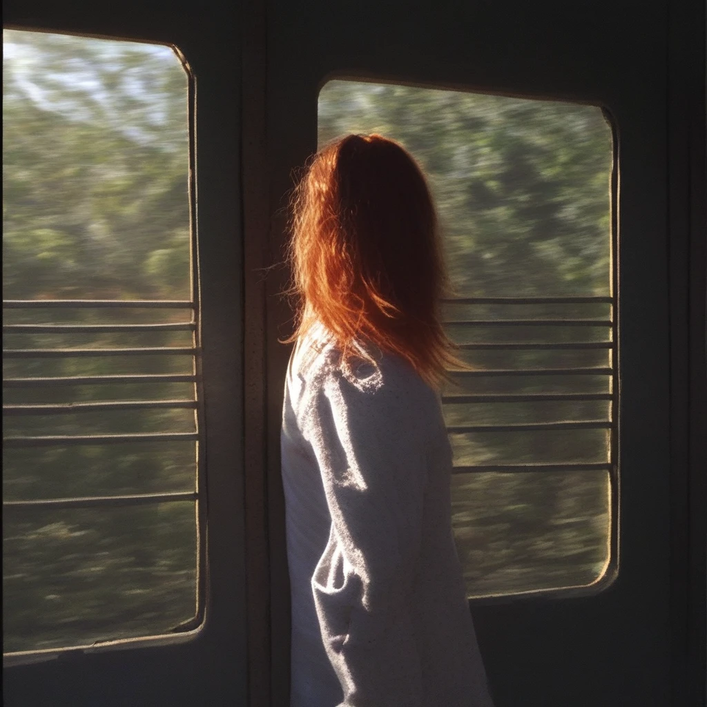 elka_tambour, elka_vestibule, 1girl, solo, standing, looking outside, morning