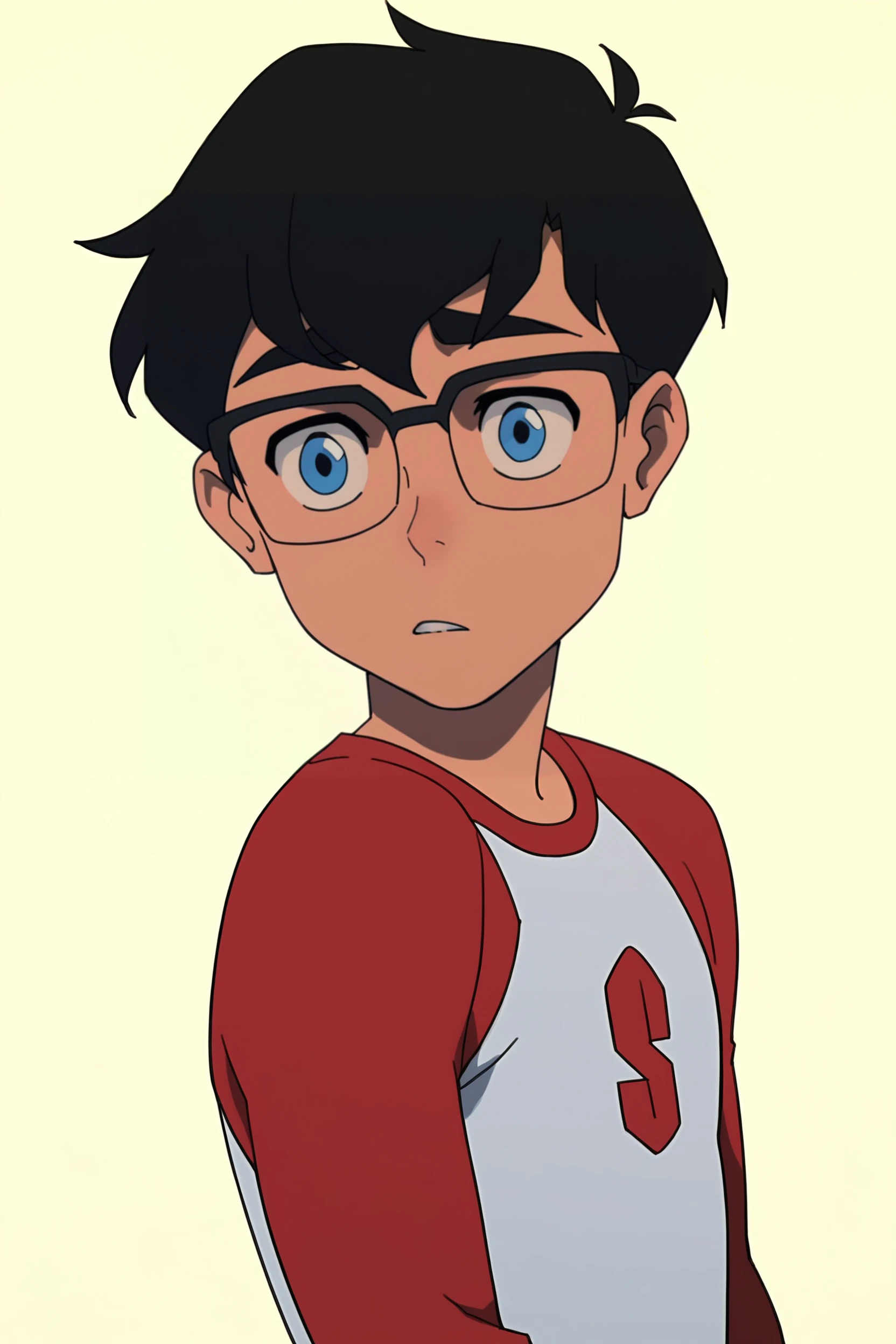 source_cartoon, score_9, score_8_up, score_7_up, score_6_up, score_5_up, score_4_up <lora:Superboy_My_Adventures_with_Superman:1> superboix, 1boy, black hair, blue eyes, parody, young, male , black glasses