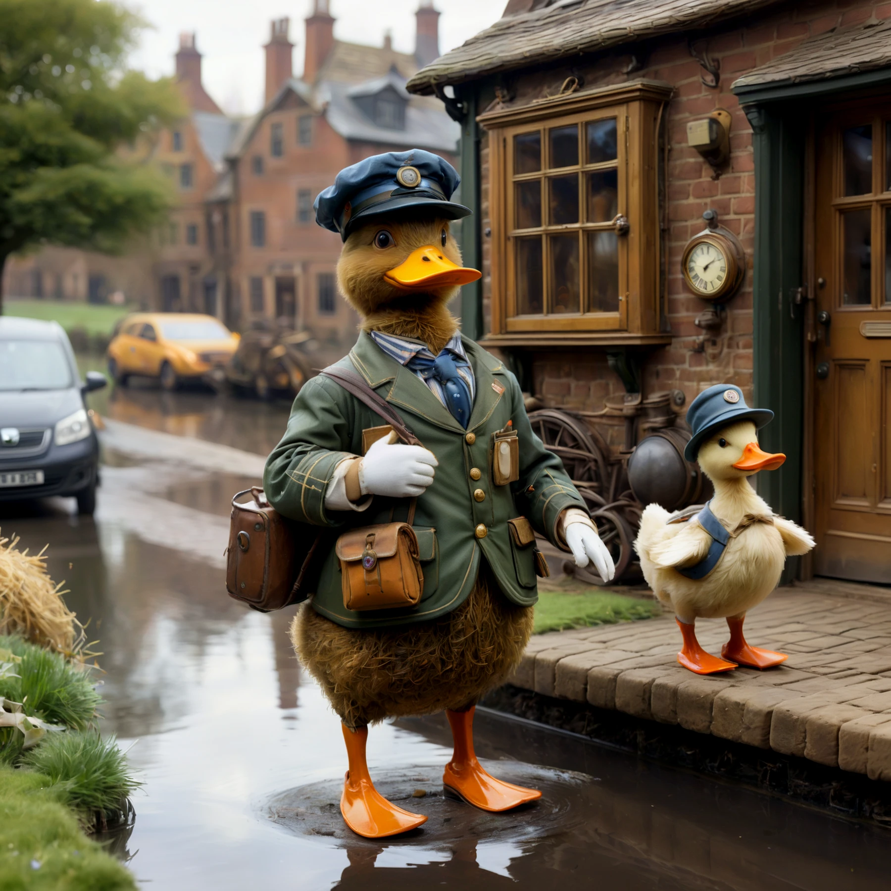 A duck dressed as a postman. Rustic.

<lora:WhimsyLondon_CE_SDXL:0.6> WhimLonCE