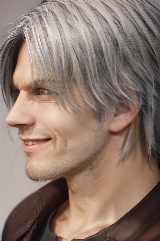 <lora:DreamWarrior_Dante_v1:1>, side profile, mischievous smile