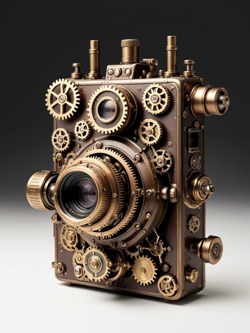 <lora:steampunkXL:0.7> steampunk, no humans, gears, simple background, camera