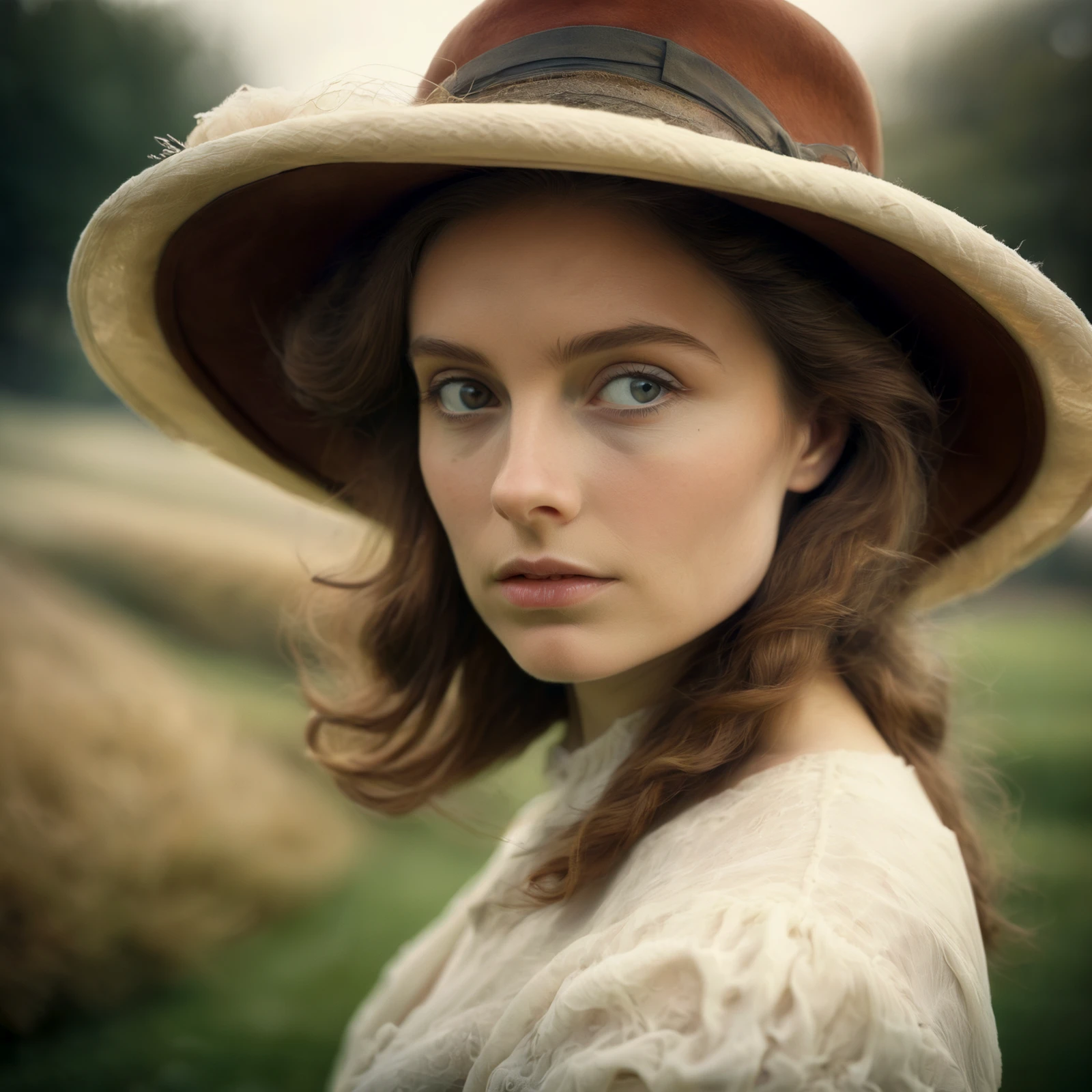 Closeup of a beautiful young English woman. Hat.

Atmospheric. 

<lora:WhimsyLondon2_CE_SDXL:0.85> WhimLonCE