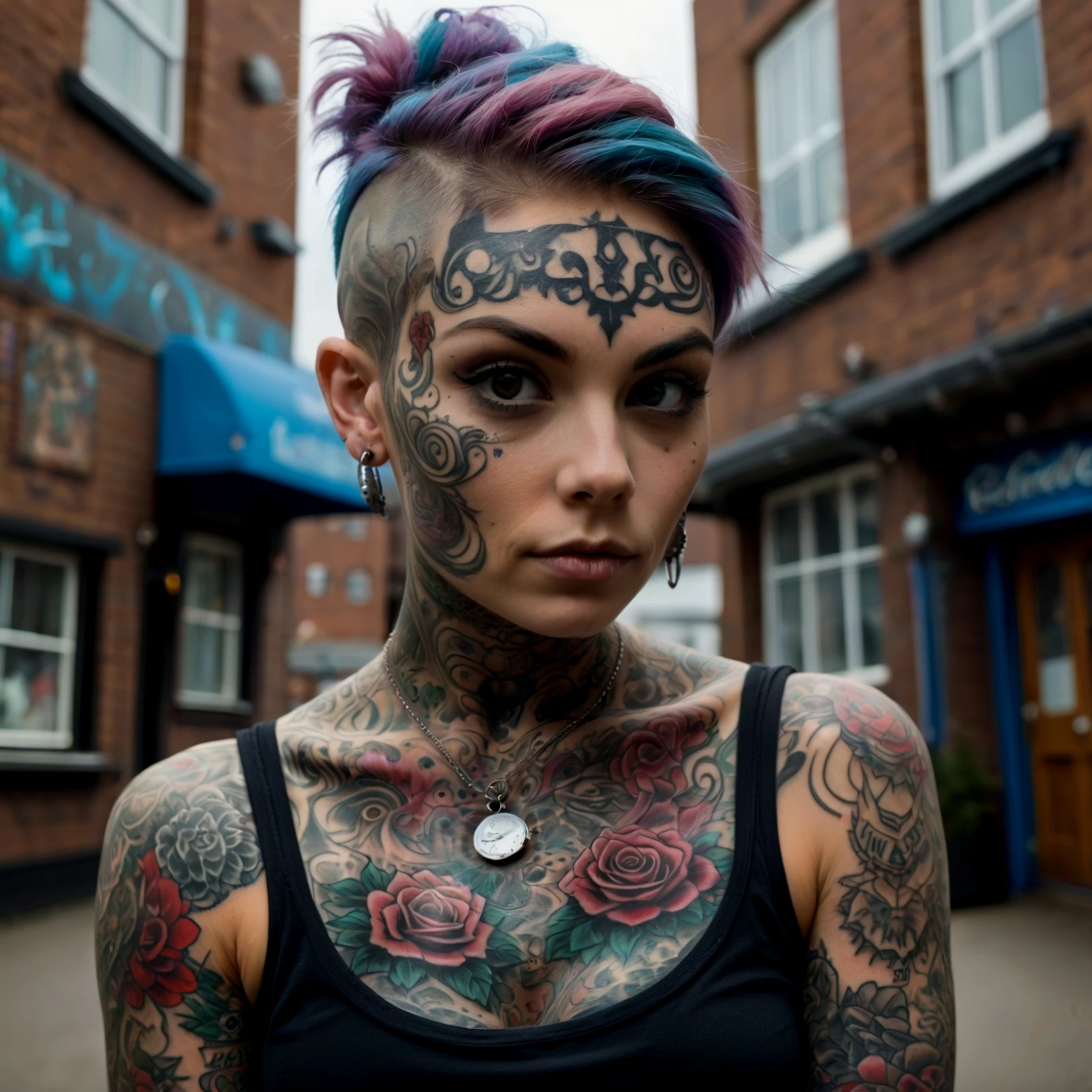 A beautiful young tattooed woman. Skin covered in tattoos.

<lora:WhimsyLondon_CE_SDXL:0.6> WhimLonCE