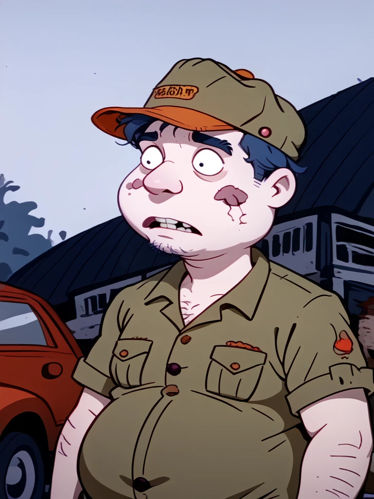 <lora:Rugrats_90s_Style_PDXL-10:1.5> rugrats_style, 1man, fat, trucker, dirty wifebeater shirt, stains, overweight, hairy, missing teeth, trucker cap, balding, vacant expression, source_cartoon, score_9, score_8_up, score_7_up,