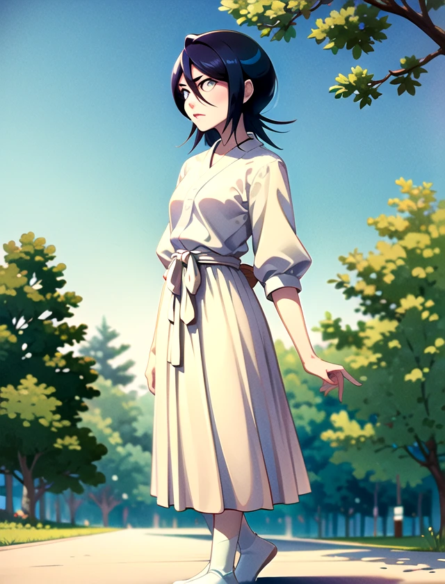 Rukia Kuchiki, solo, standing, outside, 1girl <lora:Rukia-Kuchiki:1>