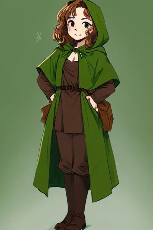 <lora:Matilda_The_Voices_of_Time:0.7> matilda, standing, looking at viewer, green cloak, brown clothes