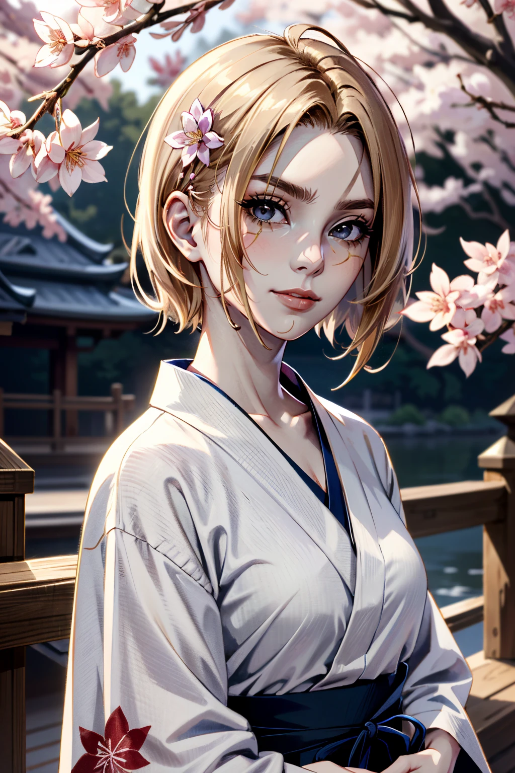 ((ultra detailed, masterpiece, absurdres))
<lora:BGDameAylin:0.8>
BGDameAylin, 1girl, cracked skin, blonde hair, looking at viewer, yukata, japan, cherry blossoms, hair ornament