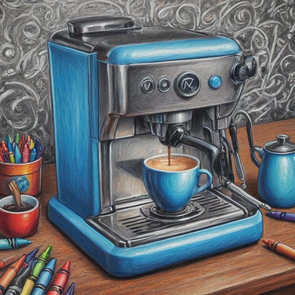 cr4yon, colorful, crayon drawing, blue espresso machine, coffee shop background <lora:Colorful_Crayons:0.8> <lora:aidma-Image Upgrader-v0.1:0.8>  detailemaximizer