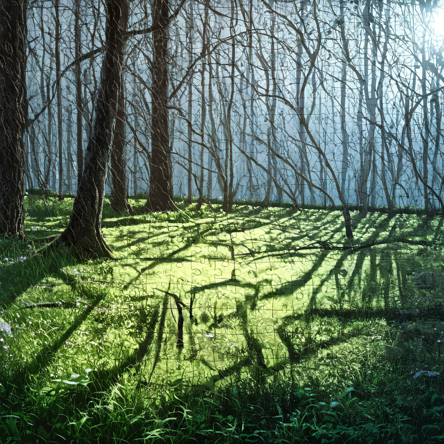 a forest as a jigsaw puzzle, realistic, photorealistic, TzigoJigsawPuzzle,
(masterpiece:1.2), (best quality:1.2), ultra-detailed, best shadow, detailed background, high contrast, (best illumination, an extremely delicate and beautiful), ((cinematic light)), 8k, very aesthetic, <lora:TzigoJigsawPuzzleStyle:1>