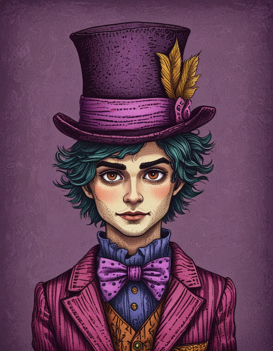 the hatter illustration <lora:novuschroma02 style:1> novuschroma02 style