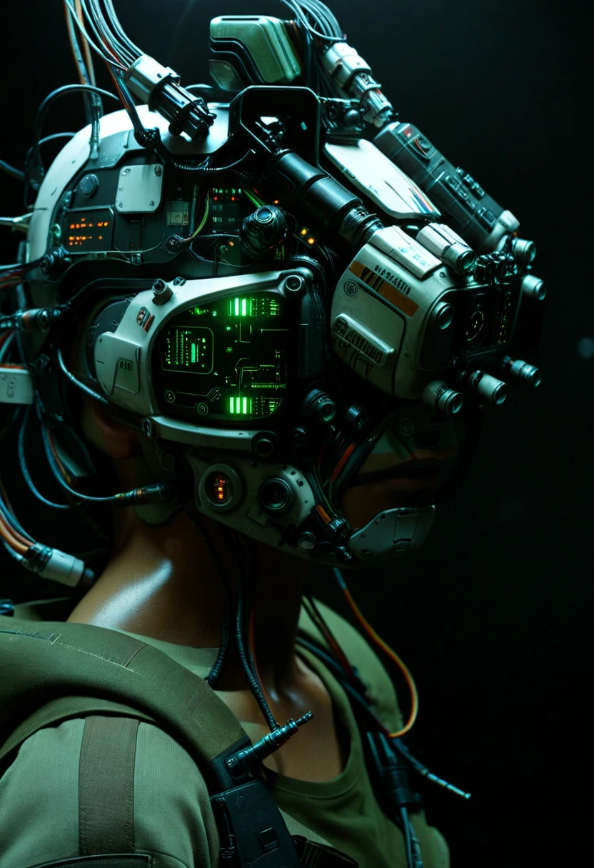 7-jackedin, military robot, electronics, fibre optic cables coming out of head, night vision goggles, antenna

[7-hyperspace, 7-analogueinterfaces, reflections, accurate lighting, detailed surfaces, hyperrealism, cinematic film]