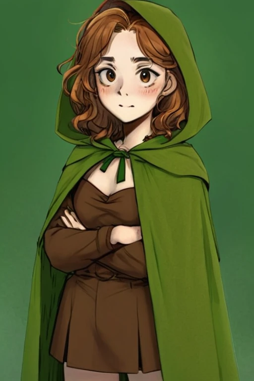 <lora:Matilda_The_Voices_of_Time:0.7> matilda, standing, looking at viewer, green cloak, brown clothes