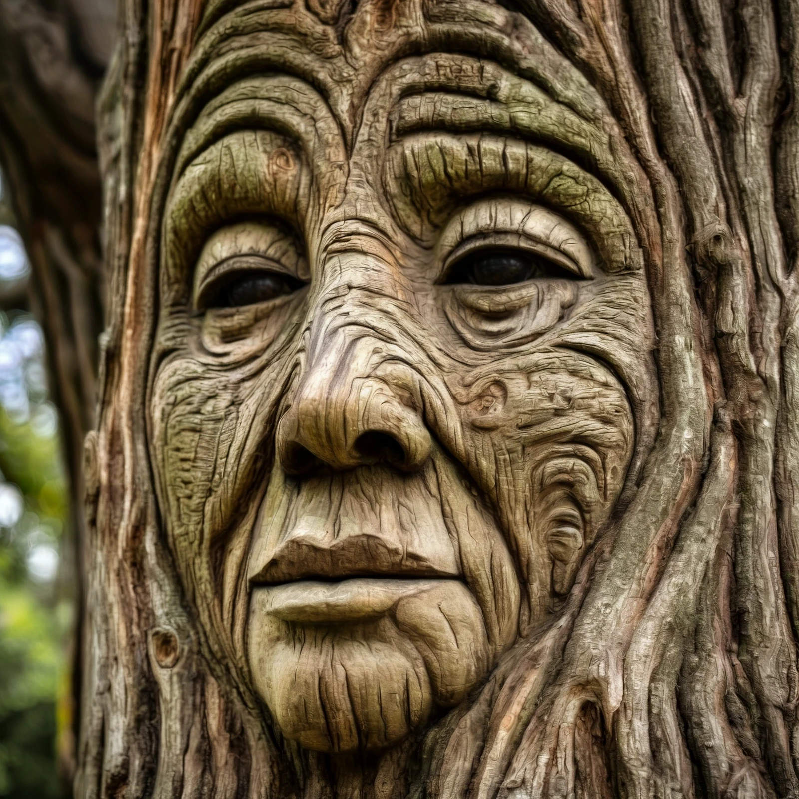 masterpiece, intricate detail, 8K, HDR, sharp focus. Intricate detail.

An old tree with the face of a woman carved into it.

<lora:ThumbprintArt01_CE_SDXL:0.2> ThmbPrntCE