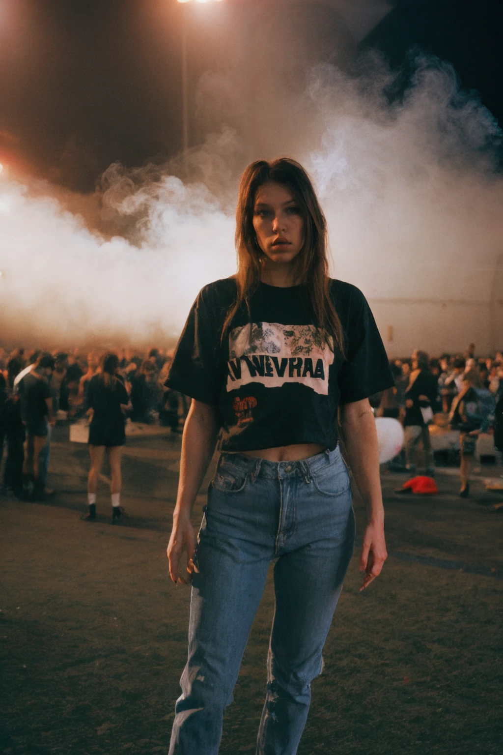 girl wearing a nirvana tshirt at a nirvana concert in seattle, missbo, 1990s, cigarette smoke fills the air  <lora:missbo_v2-1.5base:0.9>  <lora:more_details:0.8>