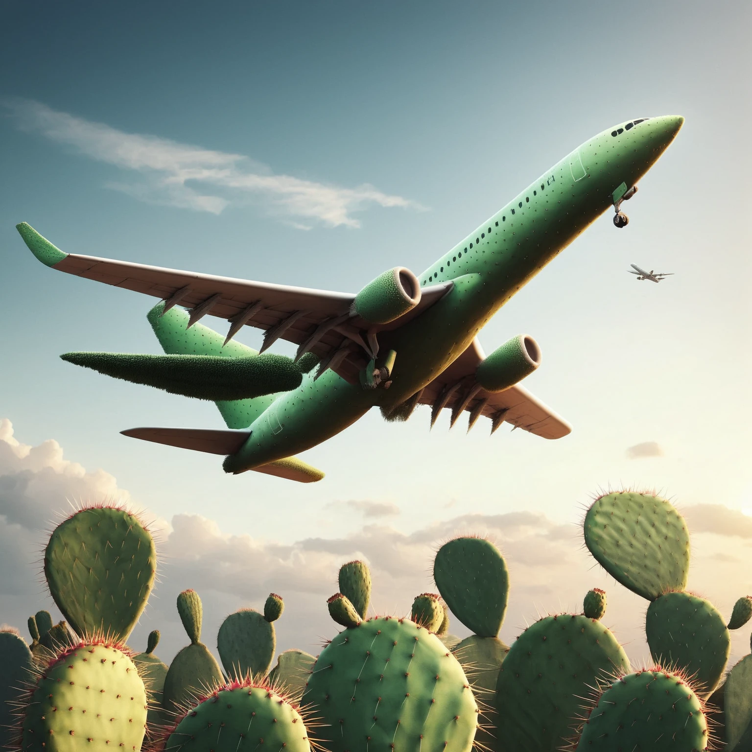 [airplane]majestic airplane soaring through the skies  <lora:Prickly Pear Style v1:1>, Prickly Pear Style,