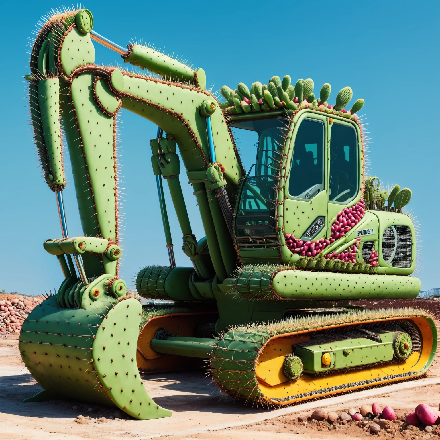 [excavator]excavator working the construction site  <lora:Prickly Pear Style v1:1>, Prickly Pear Style,