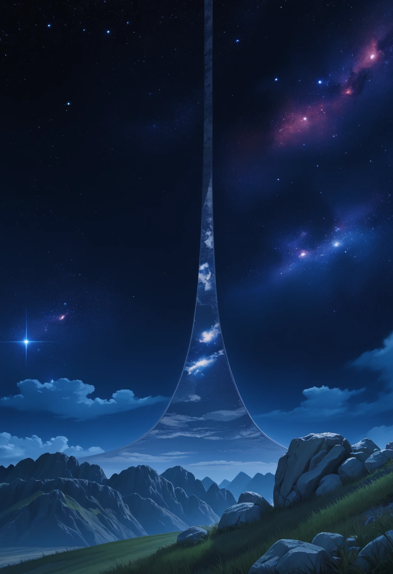 score_9, score_8_up, score_7_up, source_anime BREAK <lora:haloring-halo-richy-v1_pdxl:1> hlrng, horizon, mountainous horizon, vista, dark, darkness, night, night sky, starry sky, star \(sky\), nebula, galaxy, sky, full body, rock, field