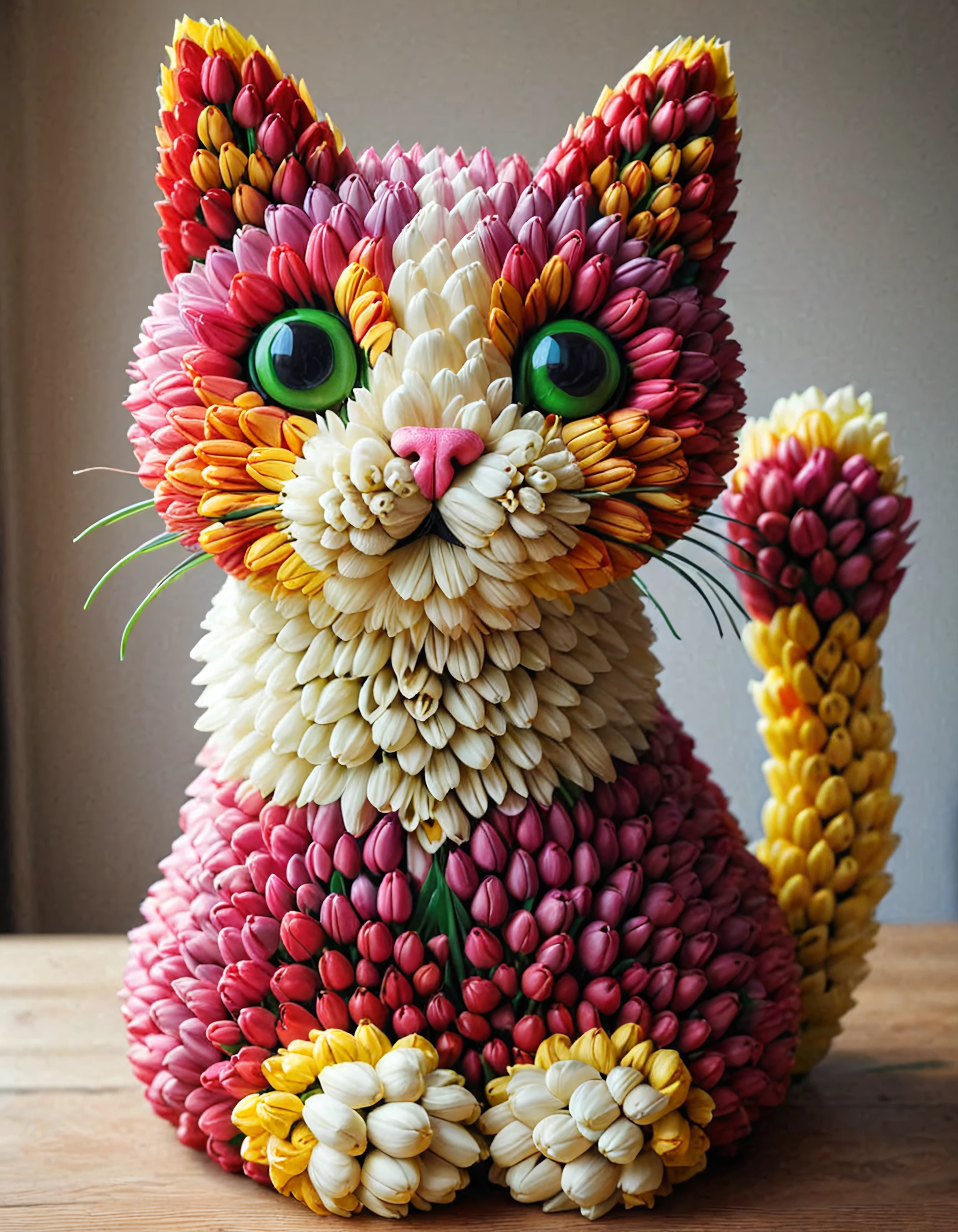 jaynl-tm, made of tulips, a cute cat