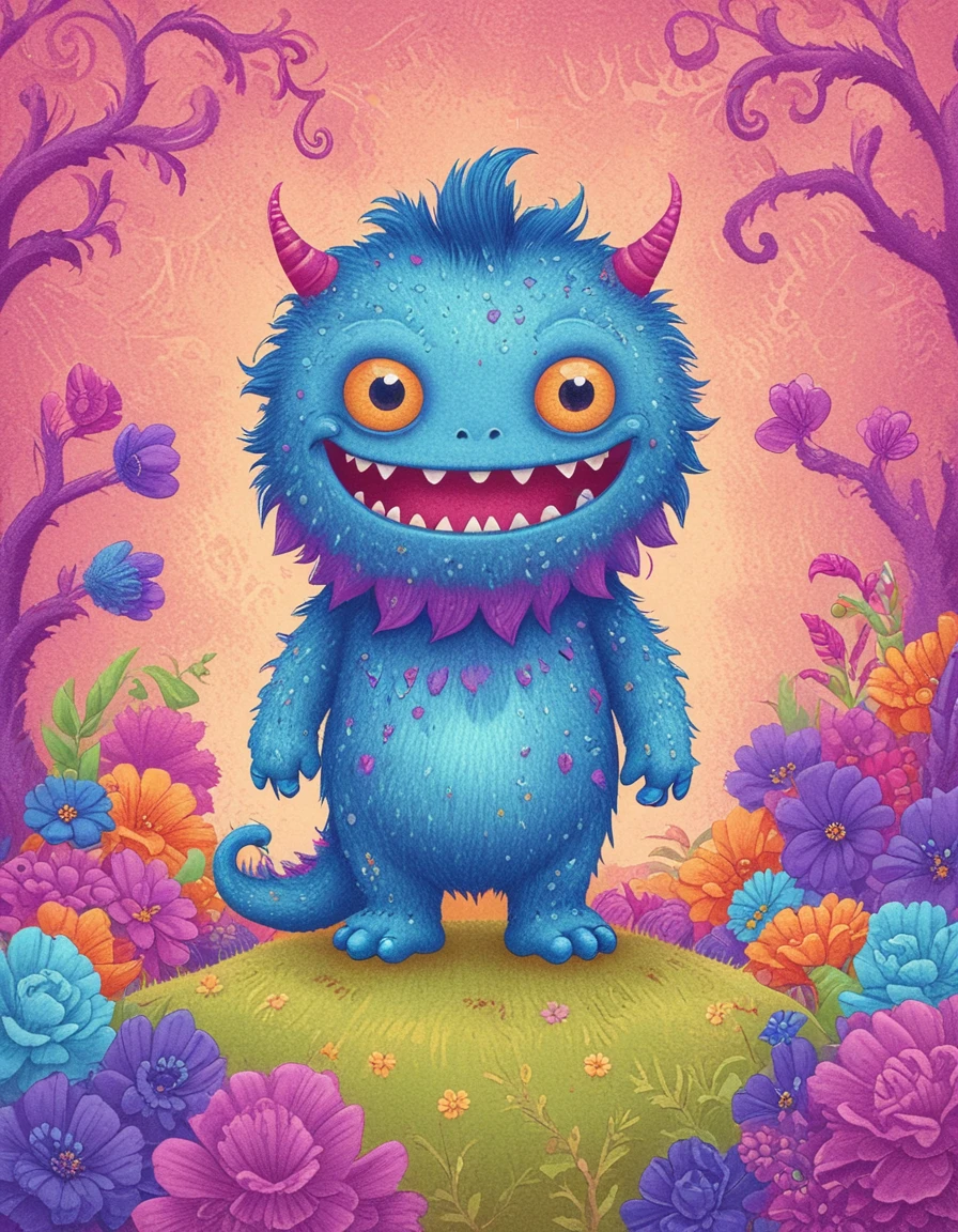 cute monster style of children's book illustration <lora:novuschroma01 style_2:1> novuschroma01 style