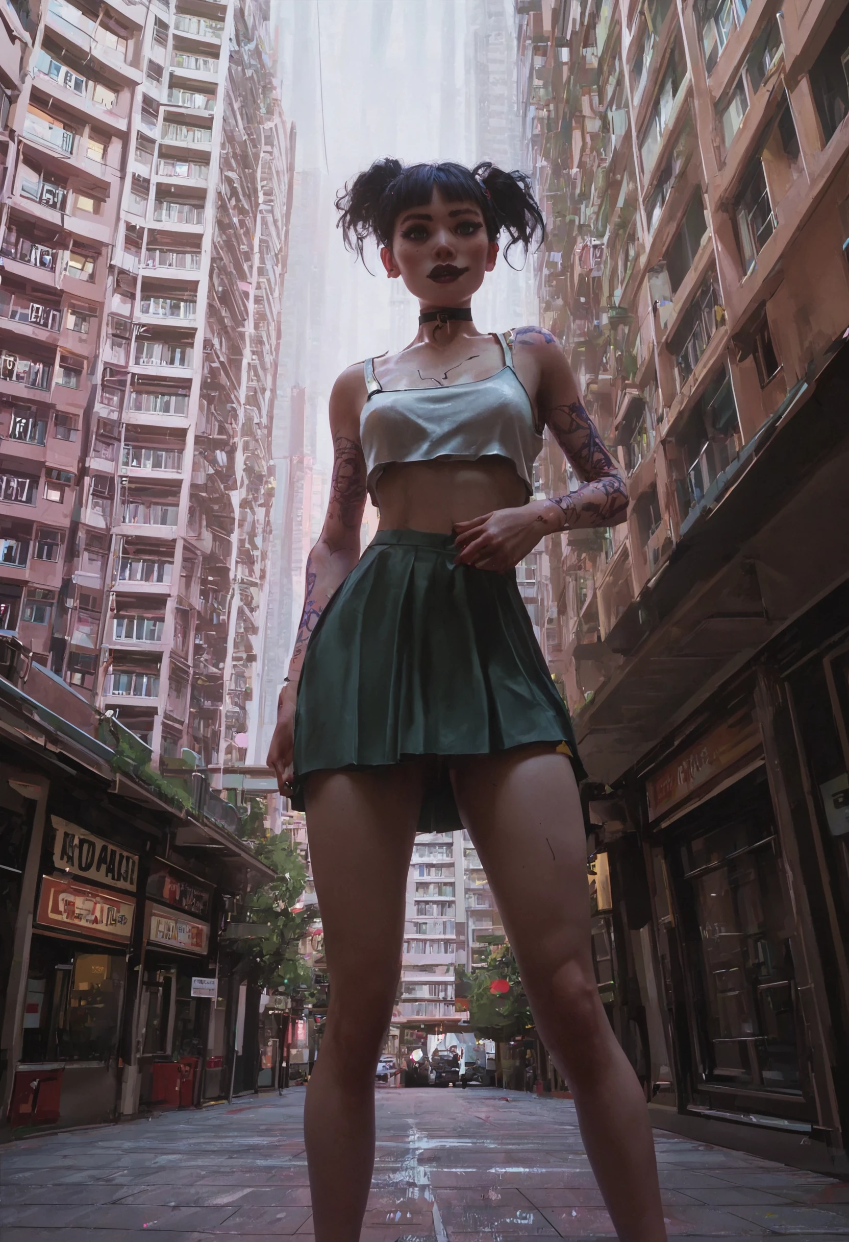 score_9, score_8_up, score_7_up, (1girl:1.1), crop top, skirt, city, building, looking at viewer,
<lora:the_wintess:0.8>, w1tn3ss